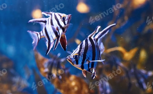 Preview: Enoplosus armatus. Underwater close up view of tropical fishes. Life in ocean