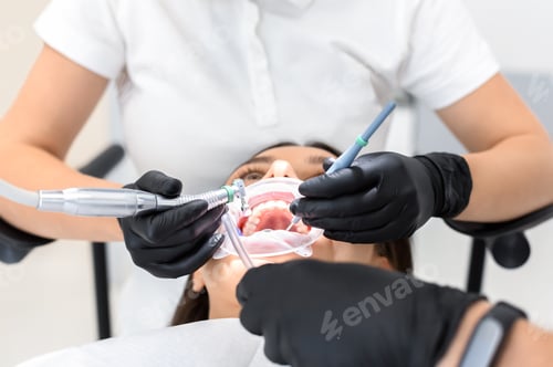 Preview: Close up of young attending newest dental clinic