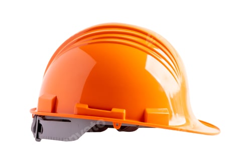 Preview: Orange construction helmet isolated on white background with clipping path, engineer safety concept.