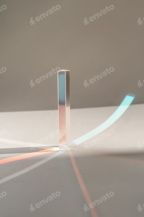 Preview: Transparent crystal prism on a white background.