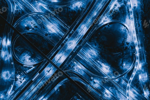 Preview: Aerial view of highway junctions. Bridge roads shape in structure. Top view. Urban city