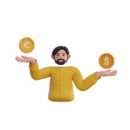 Preview: Man Doing Currency Exchange 3D Illustration