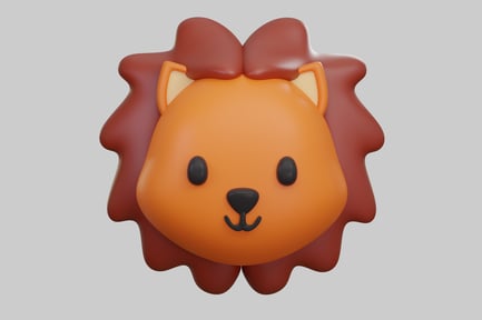 Visualização: Cabeça de leão em estilo cartoon