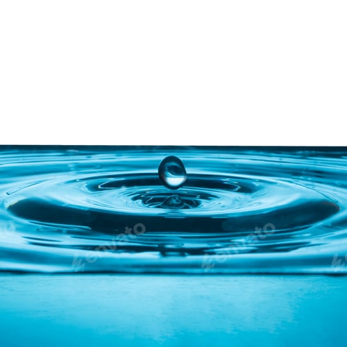 Preview: Water drop on water surface, Blue wave and bubbles background.