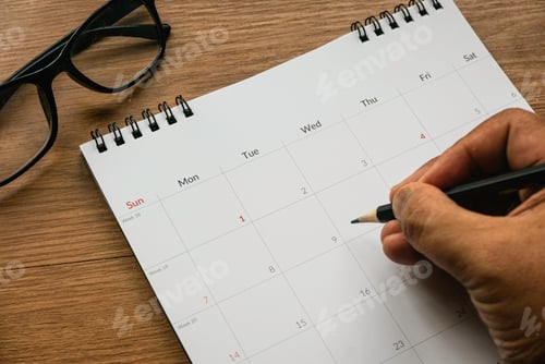 Preview: Concept of plan a monthly calendar for meetings or manage your daily activities.
