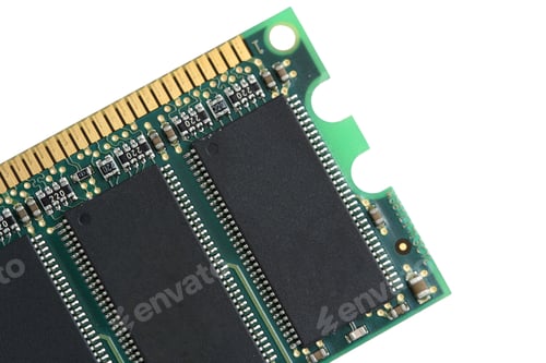 Preview: Random access memory chip close up