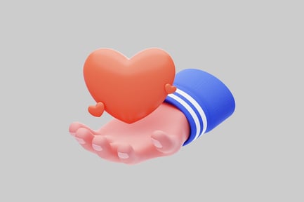 Vista previa: Mano que sostiene un corazón rojo.