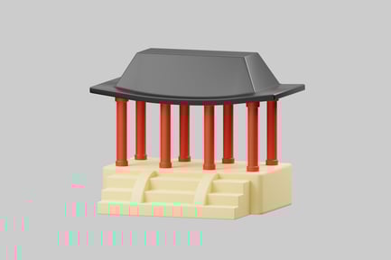 Preview: Asian pavilion with red pillars
