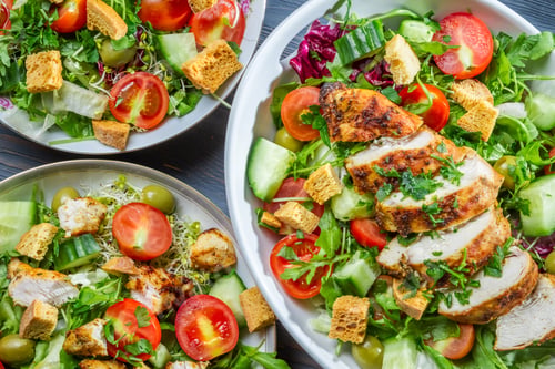 Preview: Three healthy salads with fresh vegetables