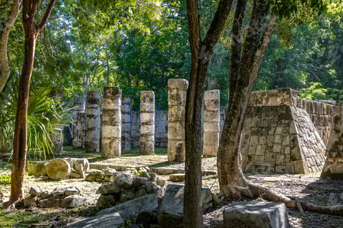 Preview: The columns in the Thousand Warriors Temple complex at Chichen Itza Mayan Ruins - Yucatan, Mexico
