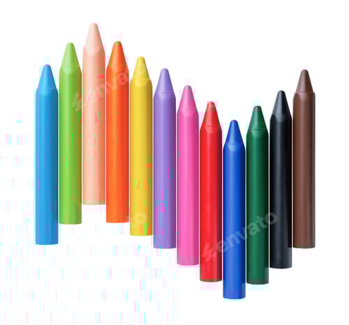 Preview: Group of bright multicolor crayons