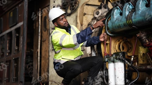 Preview: Portrait of maintenance engineer or apprentice in workshop of railway engineering facility