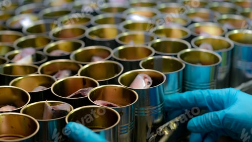 Preview: Canned fish factory. Food industry. Food processing production line. Food manufacturing industry.