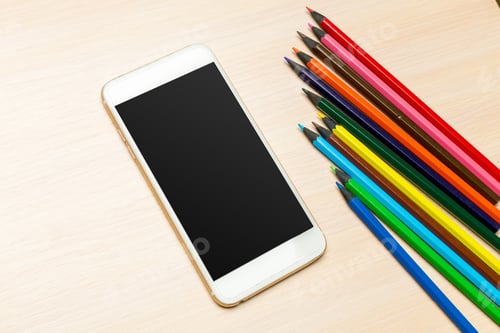 Preview: School supplies on wooden background