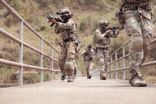 Preview: Soldiers in camouflage military uniforms carrying weapons Reconnaissance missions
