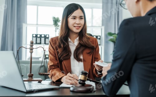 Preview: Asian female exclusive lawyer people legal advisor, legislation, legal contract documents