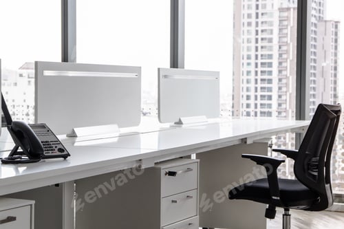 Preview: A rental modern office with black and white design in a tall building at the city center