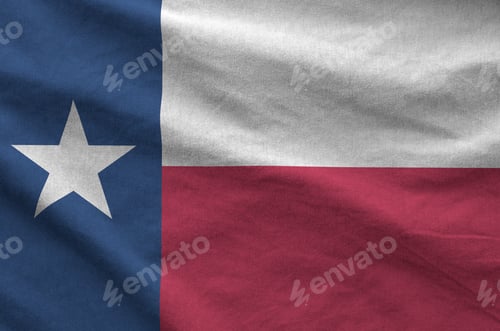 Preview: Texas US state flag depicted on folded wavy fabric of old cloth