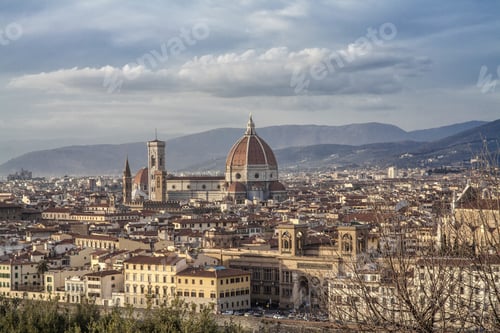 Preview: Aerial view of the Cathedral Santa Maria del Fiore in Florence, Italy