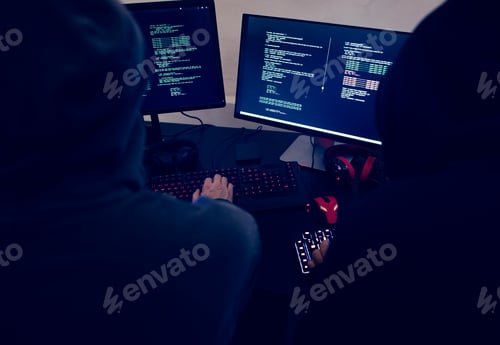 Preview: Hacker programmers coding in computers