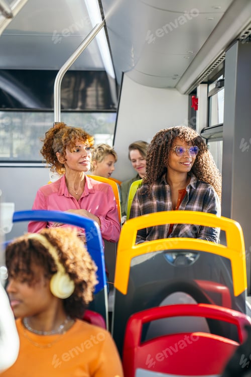 Preview: Pregnant woman traveling on public transport bus