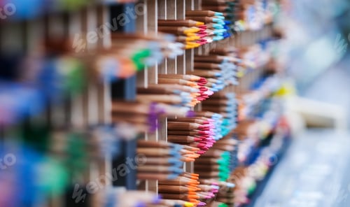 Preview: Colorful pencils in art store