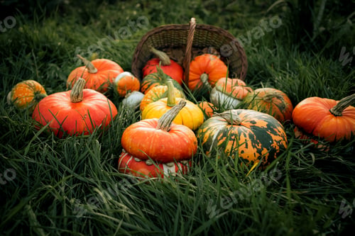 Preview: autumn decorative pumpkins. Thanksgiving or Halloween holiday harvest concept.
