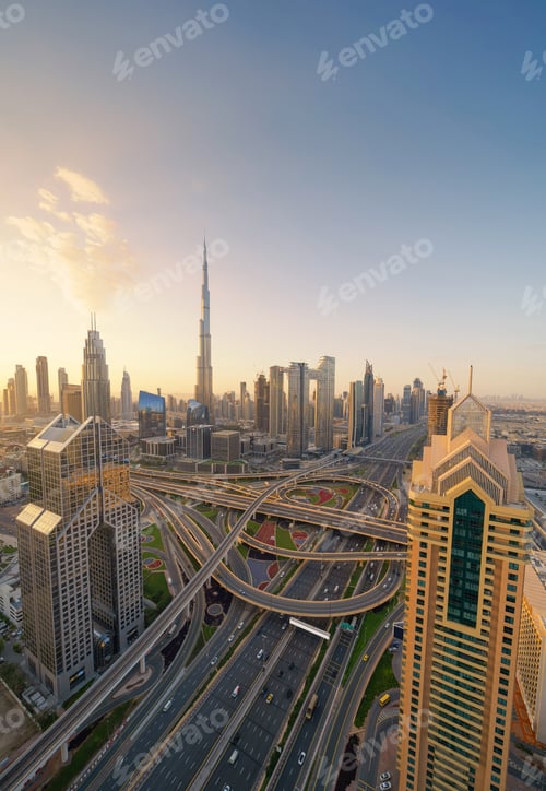 Preview: Dubai Downtown skyline, United Arab Emirates or UAE. Urban city.