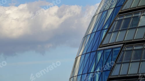 Preview: Futuristic building with clouds, London, modern architecture, glass building, sky, clouds, city,