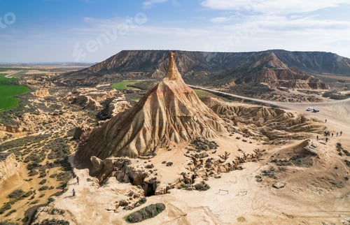 Preview: Aerial view of Bardenas Reales desert in southeast Navarre, Spain