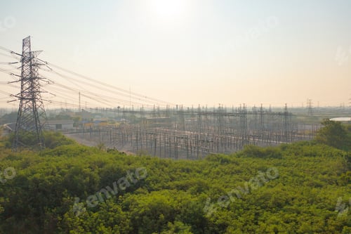 Preview: Electricity generating, voltage poles. Power lines on utility cable wires in energy electric