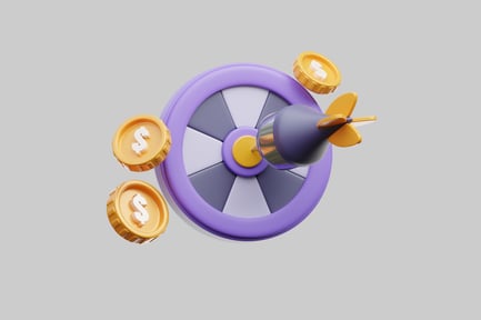 Money target with dart and coins