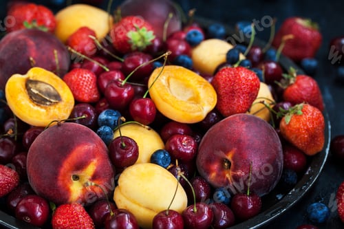 Preview: Fresh ripe summer berries and fruits