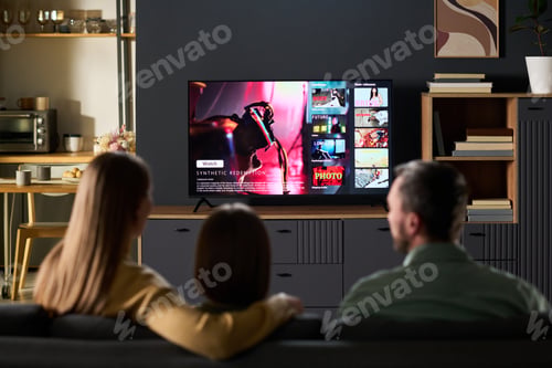 Preview: Family Watching Streaming Service Together in Modern Living Room