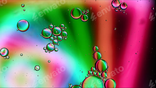 Preview: Abstract Colorful Food Oil Drops Bubbles and spheres Flowing on Water Surface