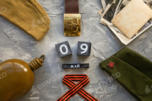 Preview: Victory Day , wooden calendar with the date May 09.