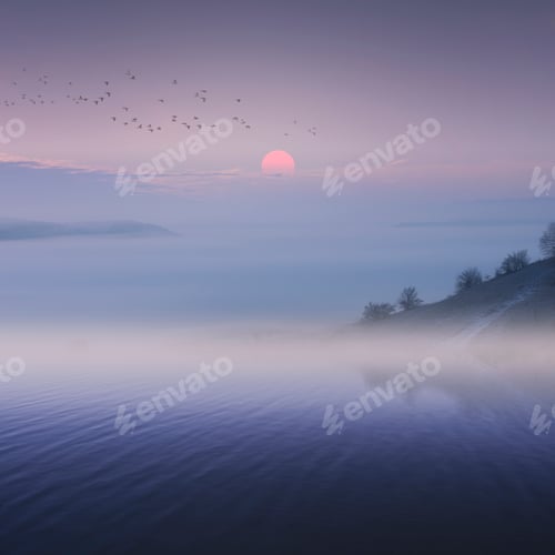 Preview: serene lake landscape at sunrise