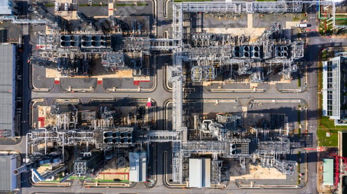 Preview: Oil and gas refinery plant form industry zone, Aerial view oil and gas industrial