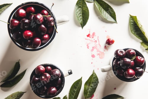 Preview: Cherry. Cherries in white bowl. Red cherry. Fresh cherries. Cherry