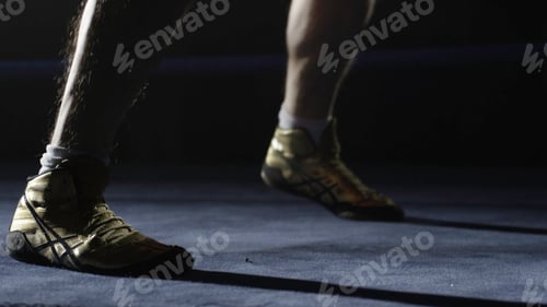 Preview: Boxer doing exercises legs. Endurance training for a boxer, you only see the feet