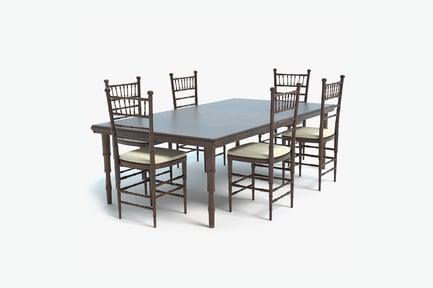 Preview: Rectangular Dining Set with Bamboo Style Chairs