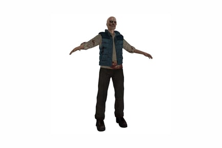 Preview: Figure with outstretched arms and bloodstained clothing