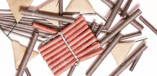 Preview: Firecrackers For New Year Holiday Lie On White Background