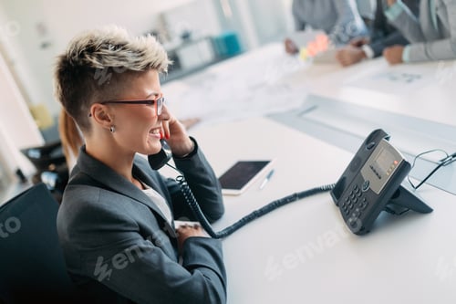 Preview: Beautiful businesswoman working sitting at her desk