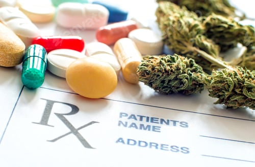Preview: Prescription pills with medical cannabis and prescription paper