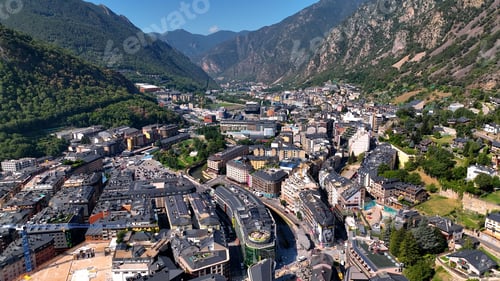 Preview: Andorra la Vella (Andorra la Vieja), the capital of Andorra, in the Pyrenees mountains