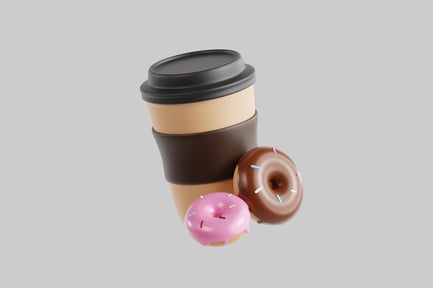Preview: Coffee Cup and Glazed Donuts