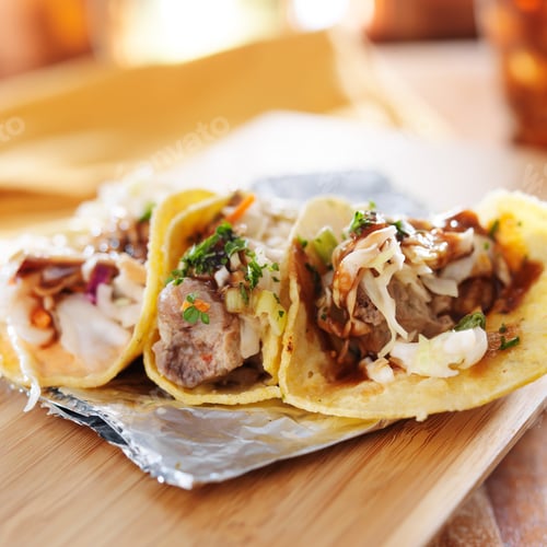 Preview: three asian pork tacos