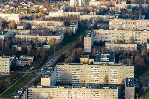 Preview: panoramic aerial view of a huge residential complex with high-rise buildings