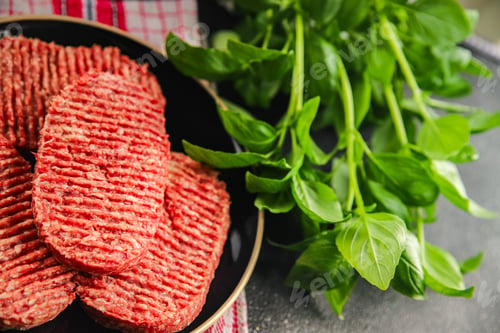 Preview: Meat cutlet raw fresh ground beef burger, pork, chicken, turkey dish fresh delicious gourmet food